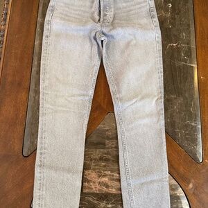 Agolde high rise gray jeans bottom up